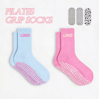 Chaussettes de compression POPSOX pour Pilates, avec soutien de la voûte plantaire, antidérapantes, à revers structuré, bout sans couture, mi-mollet, pour femme, yoga, OEM