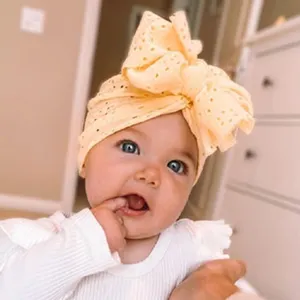 Sombrero con lazo para bebé recién nacido, ahuecado turbante de tela, gorro con nudo suave para niño pequeño, M3152