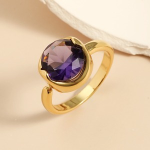 Bague ouverte ajustable pour femme en cuivre plaqué or 18 carats, motif cercle géométrique, minimaliste, de luxe, hypoallergénique, résistante à l'eau et au ternissement - Product Image 4