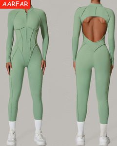 Tuta Intera Sportiva da <span class=keywords><strong>Donna</strong></span> a <span class=keywords><strong>Maniche</strong></span> <span class=keywords><strong>Lunghe</strong></span>, Casual, per Yoga, con Logo Personalizzato, Trendy Autunnale, Schiena Scoperta, per Palestra - Product Image 3