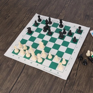 Portable Folding Regulation Tournament Roll-Up Staunton <strong>Chess</strong> Mat <strong>Board</strong> and <strong>Chess</strong> Pieces Game Set With Travel Storage Bag - Product Image 3