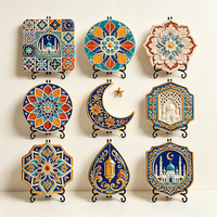 Panneau de carrelage en résine de style Iznik islamique personnalisé, ornement 3D, mosquée, croissant de lune, motif géométrique, décoration du Ramadan, vente en gros
