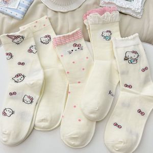 Kt <b>Cat</b> Knee <b>Socks</b> Women White Thin Mid Calf Breathable Anime Cartoon Lace Sweet Style Youth <b>Socks</b> - Product Image 2