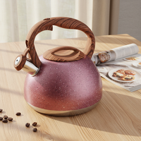 Bouilloire à thé sifflante en acier inoxydable de 2.7 litres à fond unique avec utilisation de l'eau corporelle en plastique Capacité de 3L