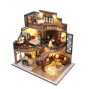 Hongda M2132 bangunan mimpi paviliun disesuaikan miniatur rumah boneka kayu rumah boneka Diy rumah boneka untuk anak perempuan
