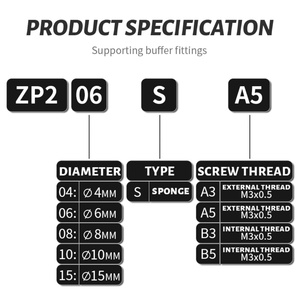 ZP2 Series Vacuum Foam Suction Cup (SMC Type) ZP2-T04/06/08/10/15S-A/B3/5 with Internal External Thread - Product Image 6