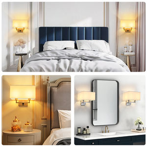 Lámpara de Pared de Tela de Lujo Moderna Nórdica con Marco de Hierro Forjado, Ahorro de Energía, Montada en la Pared para Decoración de Sala de Estar y Dormitorio - Product Image 2