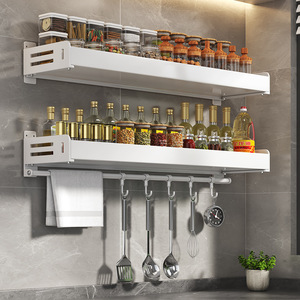 Étagère murale de cuisine Sea Shark en acier carbone, organiseur d'épices avec barre porte-serviettes et support à ustensiles pour cuisine - Product Image 4