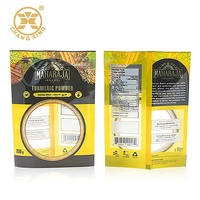 Sacs pochette debout pour emballage alimentaire à fermeture éclair refermable sac en plastique d'emballage personnalisé de poudre d'épices pour piment, curcuma et cannelle