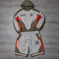 Ensemble de survêtement streetwear pour homme, deux pièces, veste à capuche zippée et short à cordon de serrage, tissu thermique en Spandex/Coton, ODM