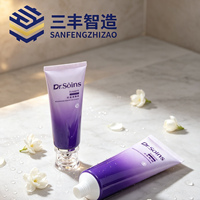 Tube souple en LDPE violet dégradé avec applicateur à bille transparente et bouchon à vis pour huiles essentielles et cosmétiques