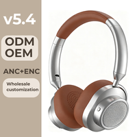Casque de jeu sans fil supra-auriculaire en métal personnalisable avec ANC + double microphone ENC, idéal pour les voyages, compatible avec les appareils 5.4
