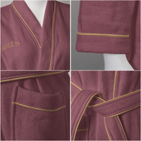 Peignoir unisexe en tissu gaufré double face rouge léger pour usage quotidien et voyage, commande en gros pour couples, toutes saisons