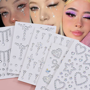 5Pc Diamant <span class=keywords><strong>Visage</strong></span> Autocollants Blanc Style Mixte Glitter Cristal <span class=keywords><strong>Visage</strong></span> Decal 3D Auto-Adhésif <span class=keywords><strong>Visage</strong></span> Strass Maquillage - Product Image 1