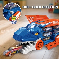 Samtoy Dino Robot 2 en 1, Juguete Transformable de Coche y Camión de Ingeniería, Juguetes de Construcción, Transportador de Dinosaurios con 6 Coches de Aleación