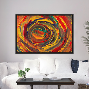 Vibrant Red and Yellow Swirl Canvas Print: Modern Wall Art,<b>BLACK</b> <b>FRAMED</b> CANVAS - Product Image 2