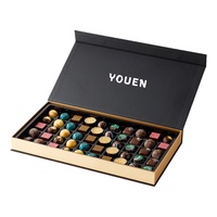 Boîte cadeau personnalisée de luxe en éponge noire pour la Saint-Valentin, rigide, 6, 12, 24, 36 pièces, chocolat, bonbons