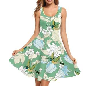 Robe d'été ample mini sexy à col rond, robes évasées pour femmes, robe de soirée, robe de plage à imprimé floral, livraison directe, robe sans manches pour femmes - Product Image 3