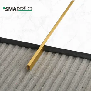 2023 SMAProfiles Wholesale Floor Edge Tile trim Gold brass wall bronze metal tile strip for transition Decorative Wall Profile