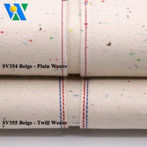 12.3oz Beige Selvedge Denim with Rainbow Dots 100% Cotton Raw Denim <strong>Fabric</strong> for Jean Twill Style Medium <strong>Weight</strong> Woven Denim <strong>Fabric</strong> - Product Image 6