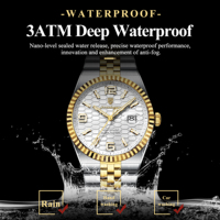 Montre Homme Classique de Luxe Poedagar 839, Cadran Nid d'Abeille Bicolore, Lumineuse, Date, Étanche, Élégante, Quartz, Montre-Bracelet
