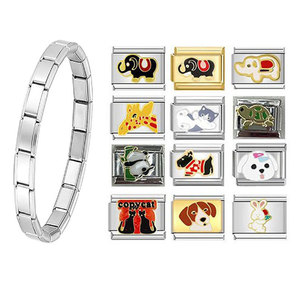 Italian Modular Charm Bracelet Stainless Steel Animal Design Unisex Gift Jewelry DIY Splicing Set - Product Image 1