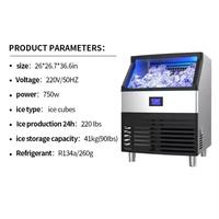 Machine à glaçons commerciale en acier inoxydable avec stockage de 90lb Nettoyage automatique Machine à glaçons commerciale sous comptoir