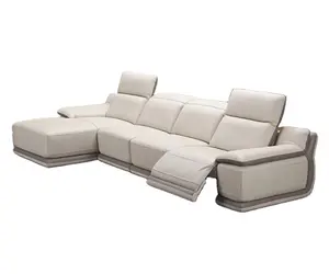 最佳舒适经典放松功能真皮电动躺椅组合沙发，带躺椅