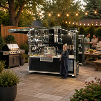 Meubles de cuisine modulaires d'extérieur en acier inoxydable avec évier, station de barbecue pliable, éclairage, pare-soleil et hotte aspirante pour appartement