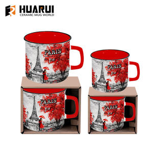Tasses personnalisées Duo Monuments <span class=keywords><strong>de</strong></span> Paris Face Kiss Couple Tasse à café avec poignée en forme <span class=keywords><strong>de</strong></span> cœur - Product Image 3