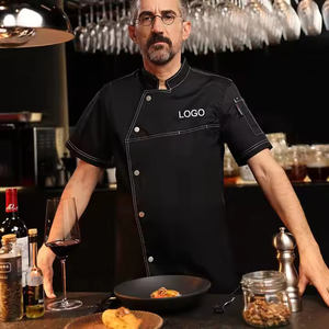 Vente en gros d'uniformes de chef en tissu sergé <span class=keywords><strong>blanc</strong></span> pour adultes, chemise avec logo pour personnel de restaurant, vêtements de cuisine - Product Image 3