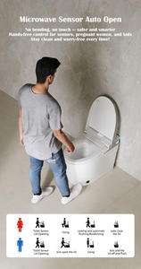 WC intelligent en céramique électrique allongé avec bidet intégré, télécommande, siège chauffant, fonctionnement automatique, design moderne, à poser au sol - Product Image 5