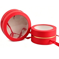 Boîte à fleurs ronde transparente avec ruban, 2 tailles, boîte cadeau cylindrique pour bouquet, mariage, emballage de bonbons
