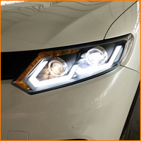 Pour X-Trail 2014-2016 : Ensemble de phares à double lentille, projecteur LED bi-feux, clignotants séquentiels dynamiques, boîtier noir, DRL T32