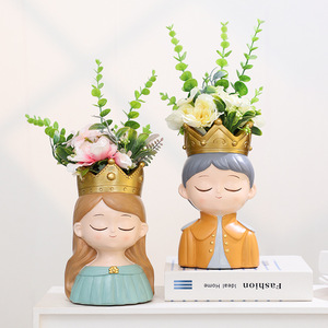 Macetas de plantas King y Queen ROOGO, figura novedosa, caja de plantas de aire, accesorios de escritorio, maceta de Cactus suculenta - Product Image 1