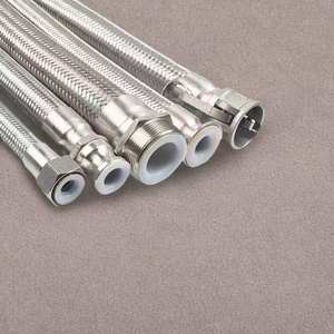 Tuyau PTFE haute performance de 25 mm, construction tressée en acier inoxydable, pression de fonctionnement de 52 Mpa, découpe <span class=keywords><strong>pour</strong></span> la production alimentaire et médicale - Product Image 1