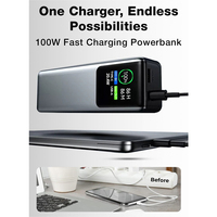 Batterie Li-polymère Kitway 100W à charge rapide 20000mAh, charge sans fil, écran LED, batterie portable magnétique, OEM, haute capacité