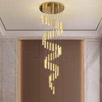Lampes suspendues Modern Loft Mystic-Lustres en cristal d'or d'escalier de bâtiment duplex linéaire