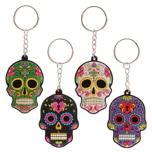 Tùy Chỉnh Logo Không Có Tối Thiểu Chất Lượng Cao Tùy Chỉnh Cao Su 2d 3D Mềm Pvc Keychains Skull Mexico Keychain