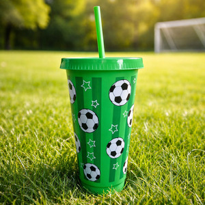 Vasos Reutilizables <span class=keywords><strong>de</strong></span> 24 oz con Tapa y Pajita <span class=keywords><strong>para</strong></span> Fiestas Deportivas con Temática <span class=keywords><strong>de</strong></span> Fútbol HLC, <span class=keywords><strong>para</strong></span> Entrenador, Novio, Copa Mundial - Product Image 2