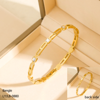 Bracelet fin en acier inoxydable 304/316 plaqué or 18 carats, résistant au ternissement, poli miroir, avec zircon, pour femme, style minimaliste haut de gamme