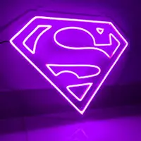Şık Superman logosu için neon ışık up Led duvar dekorasyonu