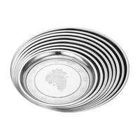Plateau rond en acier inoxydable avec motif de raisins en relief, empilable, pour service alimentaire, disponible en plusieurs tailles – Vente en gros usine