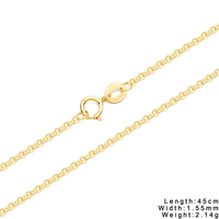 Collier chaîne simple en or véritable 14K or blanc ou or rose, maillons en forme de O, chaîne câble de 1,55 mm pour femme, bijoux fins