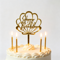 Décoration de gâteau Joyeux Anniversaire en plastique doré effet miroir, motif coquille, argent et or rose, fournitures de fête