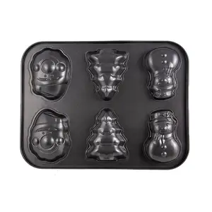 XINZE Christmas Series Baking Tray Carbon Steel 6cup Cake Mould Diy Tools Nonstick Baking Pans For Cakes