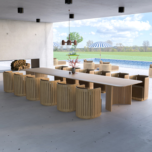 All Weather Modern Hot Sale Mobiliário Pátio Madeira Jardim Mesa De Jantar Móveis Teca Outdoor Dining Set 12 - Product Image 1