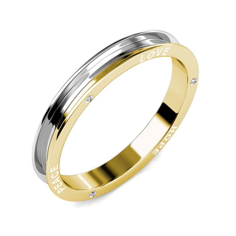 Stainless Steel with 18K white & yellow gold plated