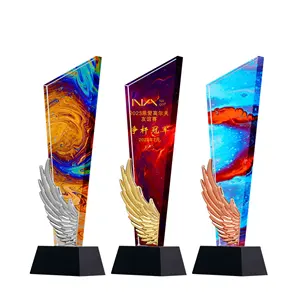 Award Manufacturer Sublimation Crystal Glass Trophy Awards For Excellent Outstanding Employee