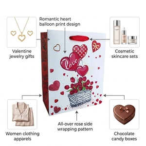 VT02 Ready to Ship Valentine Torte <strong>Bag</strong>, Love Balloon &amp; Roses Paper Gift <strong>Bags</strong> - Product Image 3